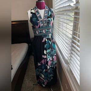 Black floral maxi dress, size small